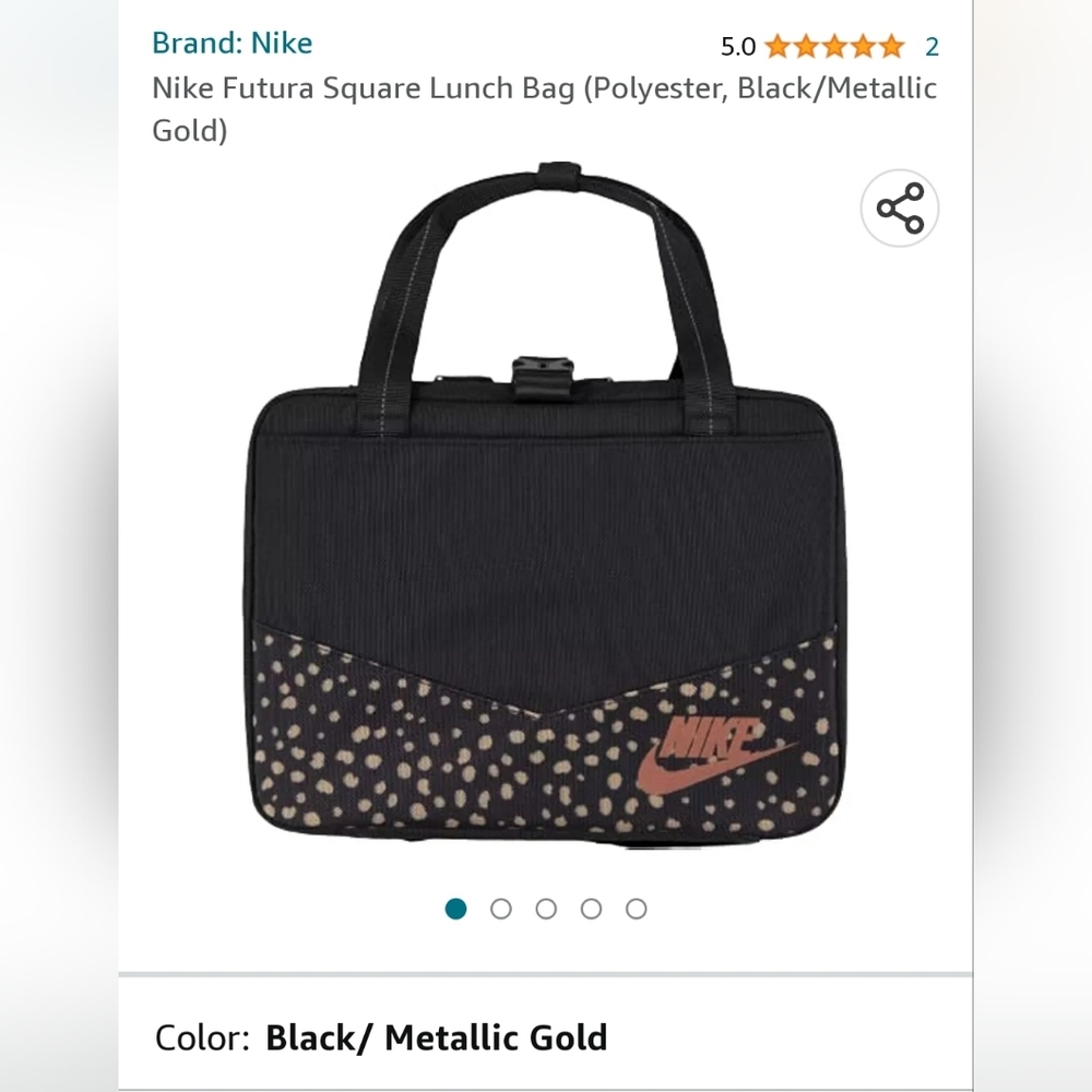 Nike Black and Metallic Gold Lunch Bag